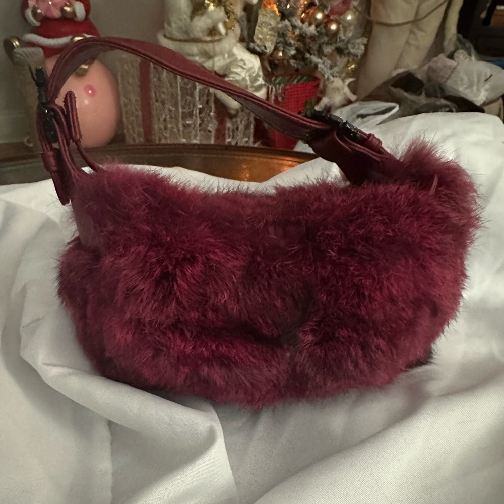 Designer Pink. Rabbit fur small cocktail Bag!  So cute and very unique!